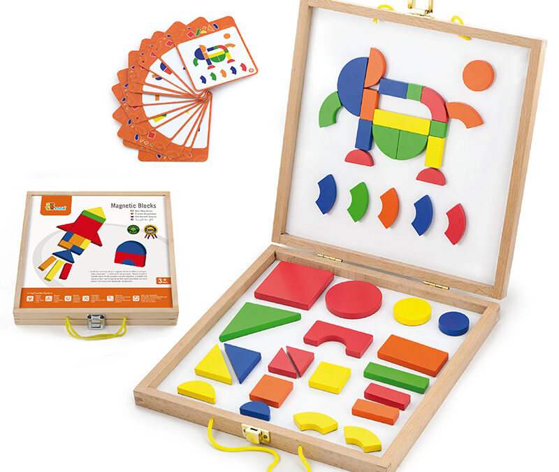 Magnetisch mosaiek in houten kist